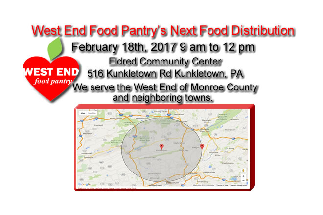 The West End Food Pantry Distribution at the Eldred Township Community Center Feb 18th 2017