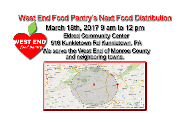 The West End Food Pantry Distribution at the Eldred Township Community Center March 18th 2017