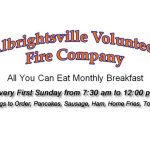 Albrightsville Volunteer Fire Company's Monthly Breakfast Aug 6th 7:30 am to 12:00 pm
