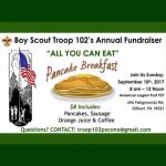 ALL YOU CAN EAT Pancake Breakfast Fundraiser September 10th, 2017 8 am to 12 pm