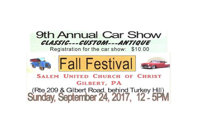 9th Annual Car Show and Fall Festival September 24th, 2017 12 pm to 5 pm