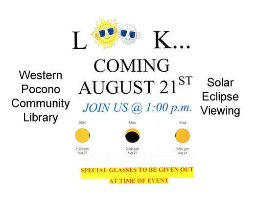 Solar Eclipse Viewing Event August 21st, 2017 1:00 pm Brodheadsville