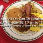 Hearty All You Can Eat Breakfast September 10th, 2017 7 am to 12 pm Towamensing Township Volunteer Fire Company