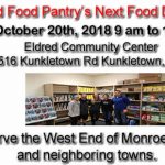 The West End Food Pantry Distribution at the Eldred Township Community Center October 20th, 2018