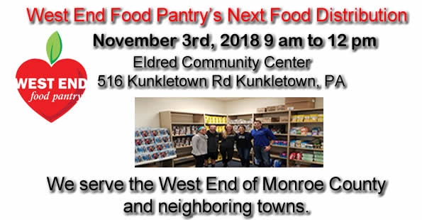 The West End Food Pantry Distribution at the Eldred Township Community Center November 3rd, 2018