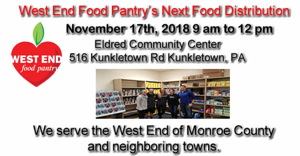 The West End Food Pantry Distribution at the Eldred Township Community Center November 17th, 2018