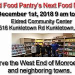 The West End Food Pantry Distribution at the Eldred Township Community Center December 1st, 2018